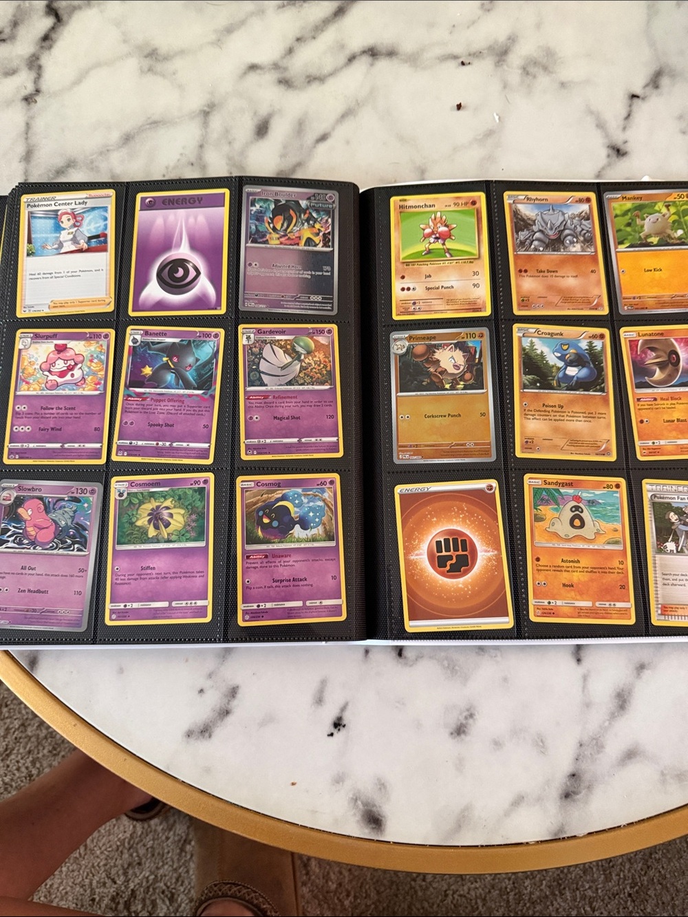 Pokemon Card Binder with Purple and Orange Accent Cards